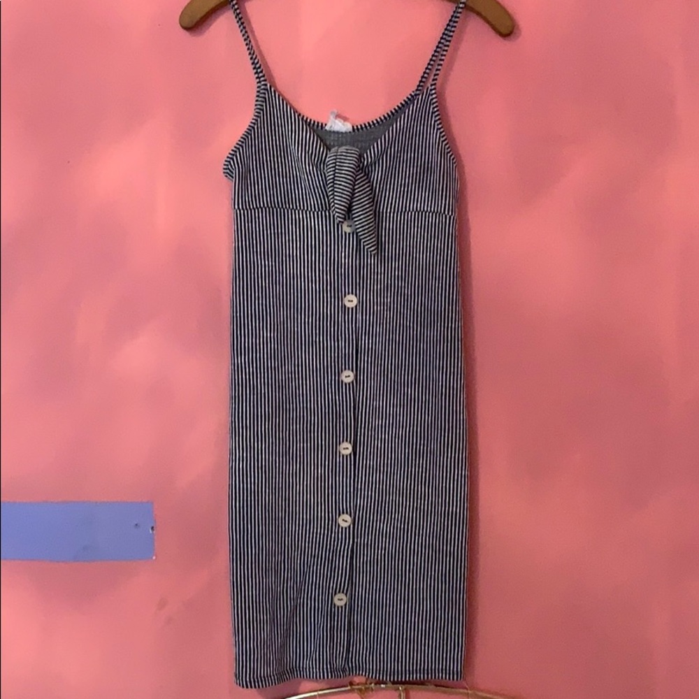 Black and white striped dress